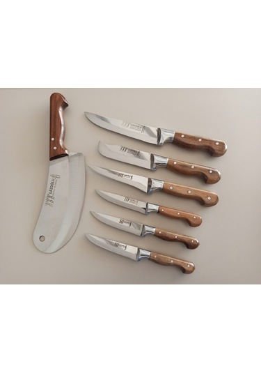 Lazoğlu Sürmene Mutfak Kasap Kurban Bıçak Seti 6 Bıçak ve Zırh