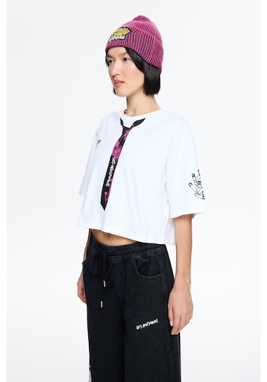 Les Benjamins Les Benjamıns Crop Oversızed Tee 005 M Beyaz