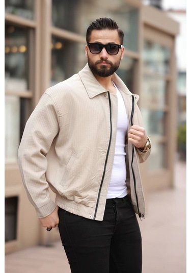 Unisex Yeni Sezon Kapitone Dolgulu Oversize Vintage Krem Çzgl