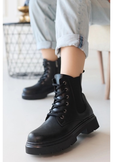 Biçomi Daum Siyah Cilt Bağcıklı Bot Çok Renkli