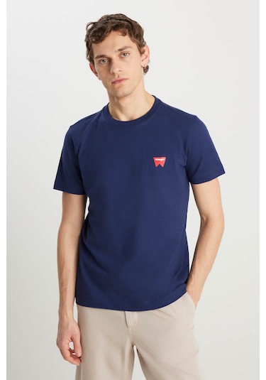 Wrangler Regular Fit Small Logo Lacivert Erkek T-shirt Mw70md3335 Lacivert