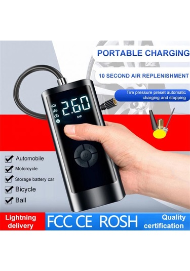 Xiyyadms Taşınabilir Akıllı Dijital Hava Basınçlı Elektrikli Şişirme Pompası - Araçlar Ve Şişme Yataklar İçin