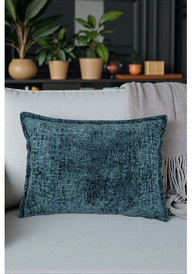 Kırlent İthal Kadife Kumaş - 35x50cm Yumuşak Dokulu Dekoratif Özel Tasarım Kırlent Kılıfı Turkuaz