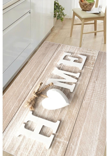 Dijital Baskılı Dekoratif Kaymaz Taban Yıkanabilir Kalp Desenli Halı Mutfak Halısı Yolluk Salon Halısı