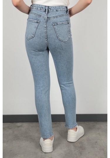 Giysa Kadın Lazerli Skinny Jean Mavi