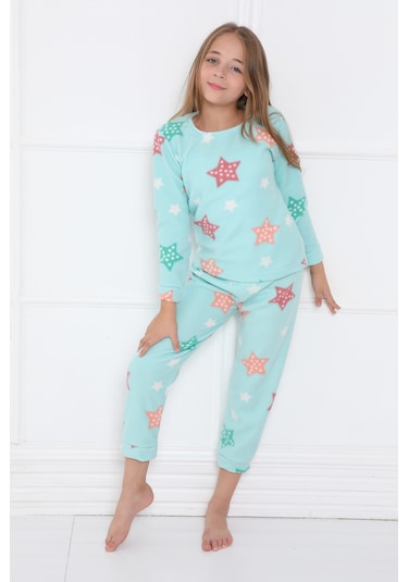 Sleeproom Kişlik Çocuk Polar Pijama Takim Turkuaz