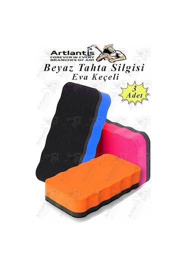 Yazı Tahta Silgisi Eva 3 Adet Beyaz Yazı Tahtası Silgisi Kaliteli Keçe Uçlu Eva Okul Sınıf Ofis Kuru Silgi Diğer
