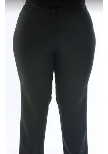 Ece Giyim Yanlardan Lastikli Büyük Beden Pantolon Plt98 Siyah