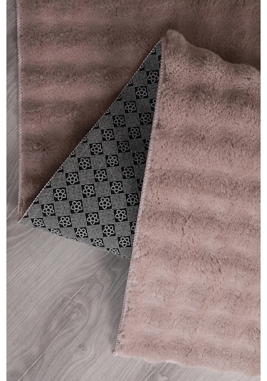 Bubble Oval Yumuşak Peluş Kaymaz Salon Oturma Odası Balkon Halısı Yolluk Pembe