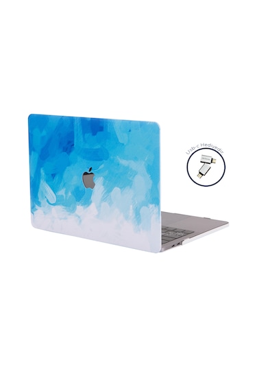 Macbook Air Kılıf 13.6 İnç M2-m3, Paint02 Touchıd'li Air M2-m3 A2681 A3113 İle Uyumlu Açık Mavi