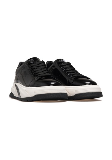 Yaşar Kaşlı Erkek Hakiki Deri Casual Günlük Ayakkabı 25k Ykö-22216 M Siyah Rugan Siyah Rugan