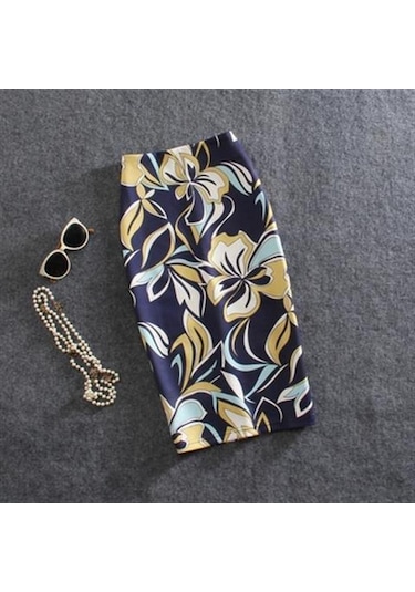 Kırmızı Yaz Karikatür Baskı Zarif Kalem Etek Kadın Bodycon Yüksek Bel Diz Boyu Etek Kadın M Kırmızı