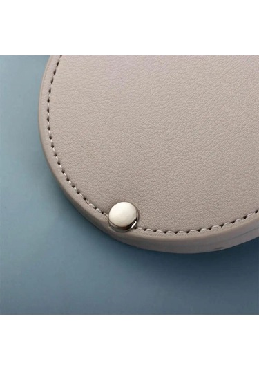 Ultra İnce Makyaj Aynası Pu Deri Cep Aynası Taşınabilir Kozmetik Aynası Siyah