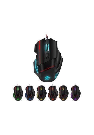 Hxsj Yedi Renk 7d Kablolu Fare Aydınlatmalı Oyun Faresi Kablolu Fare 3200 Dpı Ateş Tuşları