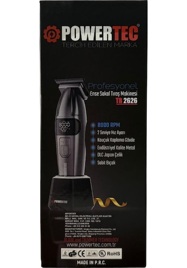 Powertec Tr-2626 Profesyonel Sakal Ense Tıraş & Çizim Makinesi 1 Saat