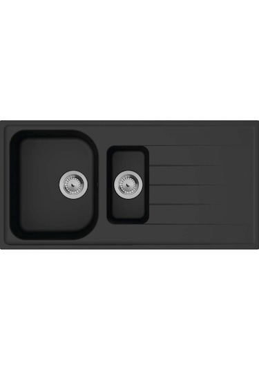 Hansgrohe S 520 - F 525 Ankastre Granit Eviye 980 / 480 Otomatik Gider Seti Grafit Siyah