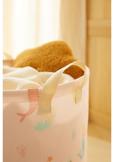 Home Wave Çocuk Odası Deniz Kızı Desenli Oyuncak Sepeti 33 x 40 cm