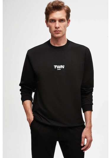Twn Relaxed Fit Baskılı Erkek Sweatshirt 2ECE25ORT2791 - Siyah