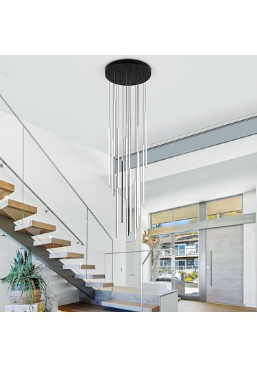 Evren / Sarkıt Avize / 18 Çubuk / 2 Mt / Antrasit Gövde / 3 Renk Antarsit Gri