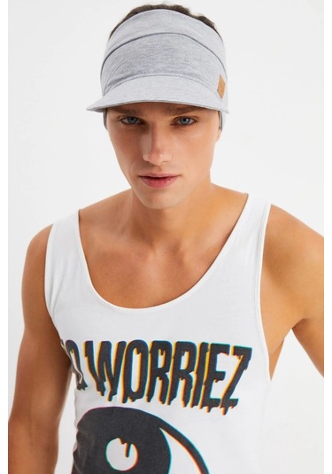 Erkek Uv Koruyuculu %100 Pamuklu Penye Tenis Golf Stil Vizör Şapka Siperlik - Tek Ebat / Açık Gri Açık Gri