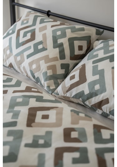 Cotton Collection Kışlık Pazen Çift Kişilik Nevresim Seti Geo Harmony Renkli