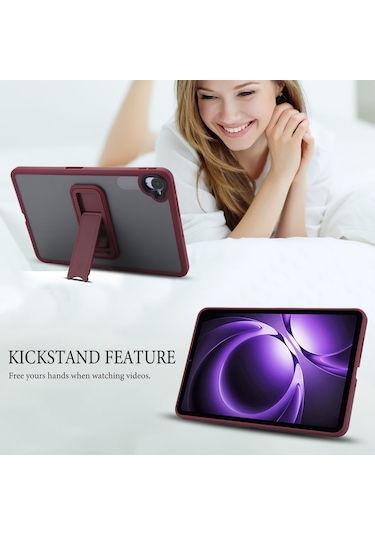Xiaomi Pad Mini Kickstand Tpu + Pc Skin-touch Tablet Kılıfı - Şarap Kırmızısı Tablet Kılıfı