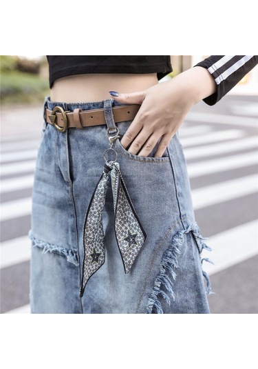 Kadın Moda Yüksek Bel Yırtık Tahrip Bodycon Sokak Stili Denim Etek Açık Mavi