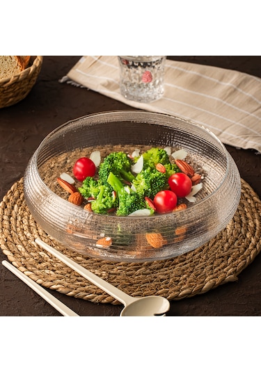 Porsima 4306 El Yapımı Büyük Boy Kaşıklı Cam Salata Kasesi 24 Cm