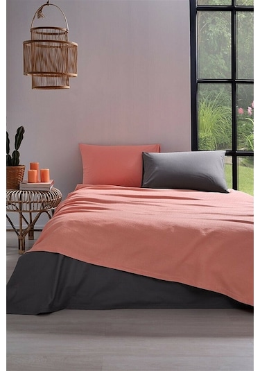 Özdilek Çift Kişilik Pike Takımı Colormix Kiremit Antrasit Kiremit