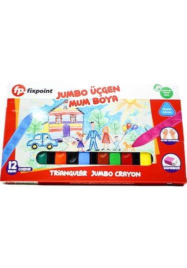 Fixpoint Jumbo Üçgen Mum Boya 12 Renk P-2138