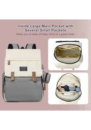 Maiyame Erkek-kadın Kullanıma Uygun Isı Yalıtımlı Biberon Cebi İle Çekirdek Çanta, Su Geçirmez Nilon Malzeme, Bebek Arabasına Takılabilir, Gri Gri