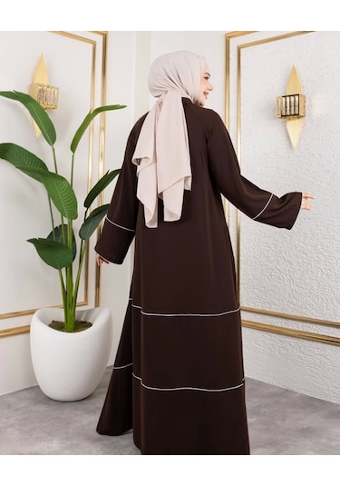 Kıl Biye Detaylı Abaya/ferace / Taba - F0145 Taba