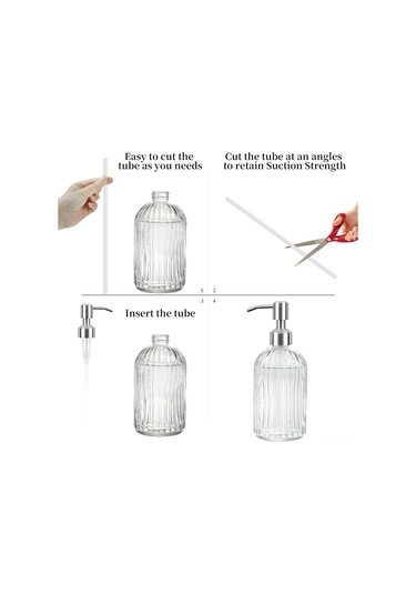 Hombey 6 Adet 304 Paslanmaz Çelik Sabun Dispenseri Pompa, 28/400 Standart Ağız Flakonalar İçin, 7 İnç Borular Eşliğinde, Mutfak/banyo Kullanıma Uygun Gümüş