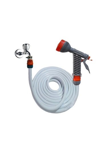 Plasyay Düz Sulama ve Yıkama Hortumu ve Gül Başlıklı Set 10 Metre