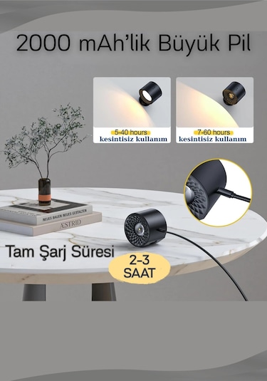 Mıknatıslı Uzaktan Kumandalı Çift Taraflı Duvar Aplik Led Aydınlatma 3 Renk Usb Şarjlı Çok Renkli