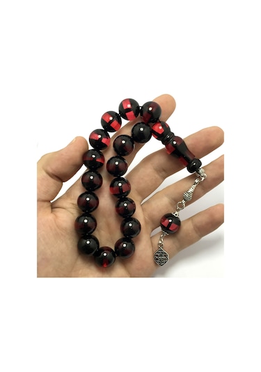 Kırmızı Sürmeli Efe Boy Toz Kehribar Tesbih