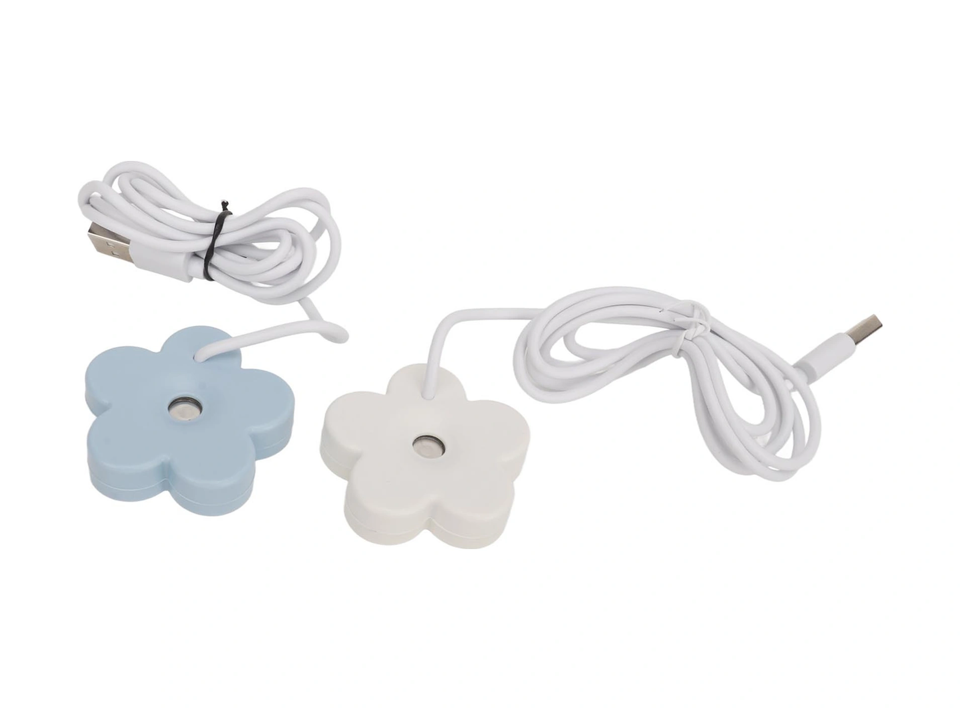 Geeroyoo Beyaz Ve Mavi Mini Çiçek Desenli Usb Nemlendirici, Ev Ve Araç İçin Taşınabilir, Su Yokken Otomatik Kapatma, Sessiz Çalışma, Ipx7 Su Geçirmez 2 Adet Paket