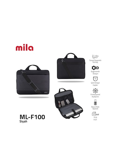Classone Ml-f100 13,14,15.6" Mila Laptop Çantası,lenovo,hp,asus,monster,macbook,mac Air Uyumlu - Siyah