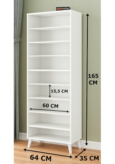 Ae-1088 Patentli İmaj Beyaz Ayakkabılık, 9 Raflı, Ayaklı, 4 Kapak