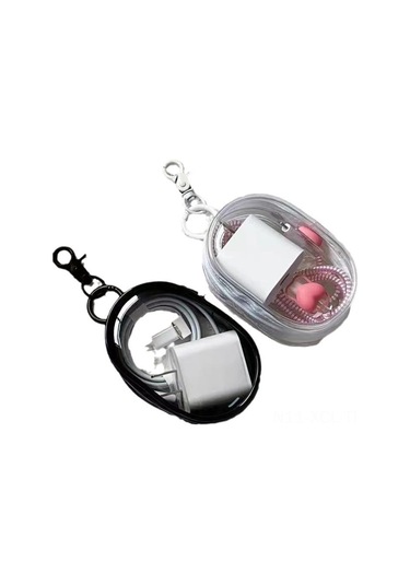 Konesam Şeffaf Beyaz Kablolar, Şarj Cihazları Ve Kulaklıklar İçin Taşınabilir Organize Kutusu - Asma Kanca İle Ulaşım Ve Ev Kullanıma Uygun