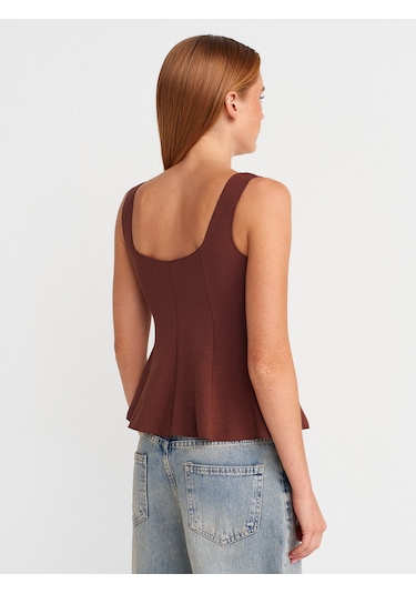 Dilvin 31987 Peplum Etekli Yelek-açık Kahve Açık Kahve