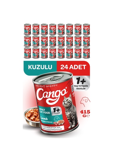 Cango Yetişkin Yaş Kedi Maması Kuzu Etli 415gr 24lü