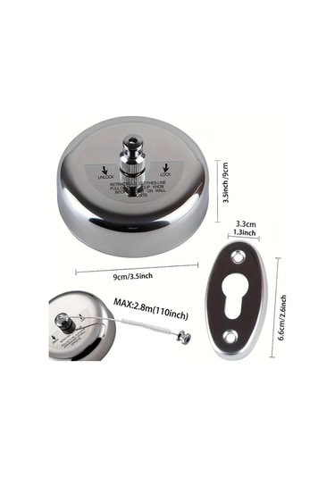 Elmpaly İki Paslanmaz Çelik Uzatılabilir Çamaşır İpi 2.8m/110inch Nylon İp İçin İç Dış Kullanım Ahşap