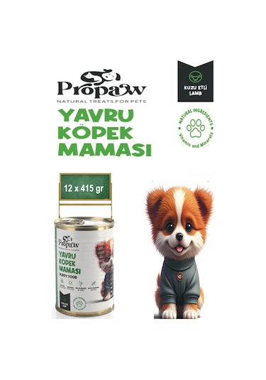 Propaw Kuzu Parça Etli Jöleli Premium Tahılsız Yavru Köpek Maması 12 x 415 G