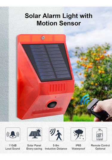 Moveevo Güneş Enerjili Hareketli Alarm Işığı 110db - Hayvan Ve Girişici Kovucu, 4 Çalışma Modu, Ip65 Su Geçirmez, Dahili Li-pol Batarya Kumanda Yok Moveevo Güneş Enerjili Hareketli Alarm Işığı 110db - Hayvan Ve Girişici Kovucu, 4 Çalışma Modu, Ip65 Su Geçirmez, Dahili Li-pol Batarya Kumanda Yok
