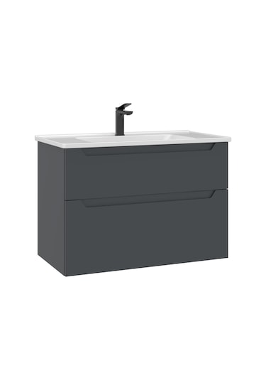 Orka Messina 85 Cm Mat Antrasit Banyo Dolabı Alt Modül Lavabo Antrasit