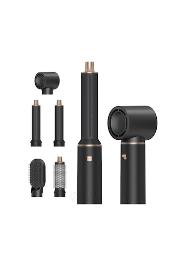 Tcherchi Çok İşlevli 5'i Bir Arada Gürültüsüz, Saç Kurutma Makinesi Saç Şekillendirici Seti Siyah