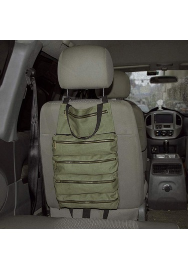 Xiyyadms Siyah Kumaşlı Çok Amaçlı Alet Çantası, 5 Cepli, Fermuar Ve Kanca Tasarımı, Duvar Takma Opsiyonu, Ev, Araba, Dış Mekan Ve Endüstriyel Kullanım İçin Alet Saklama Çantası Siyah