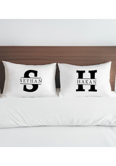 Bk Gift Kişiye Özel İsimli Pamuklu 2 Li Yastık Kılıfı Seti-3 50x70cm , Sevgiliye , Ev si, Tasarım Ev Tekstili