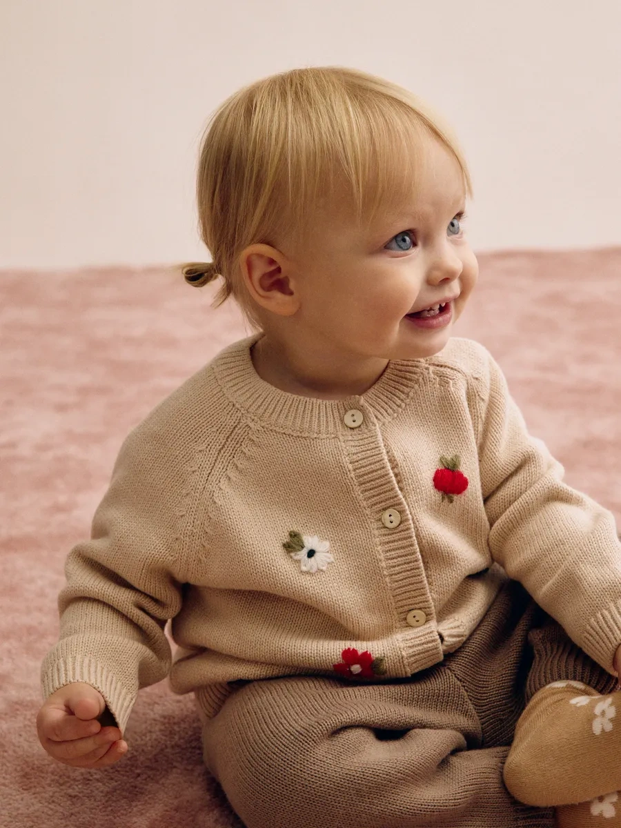 Sela Pamuklu İşlemeli Triko Ceket 473666296 Bej